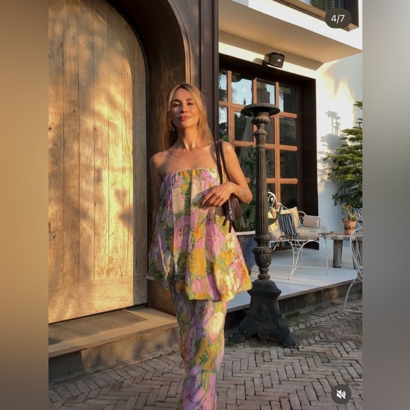 Zara Floral Strapless Maxi Dress Wedding summer evening bodycon - Picture 6 of 16